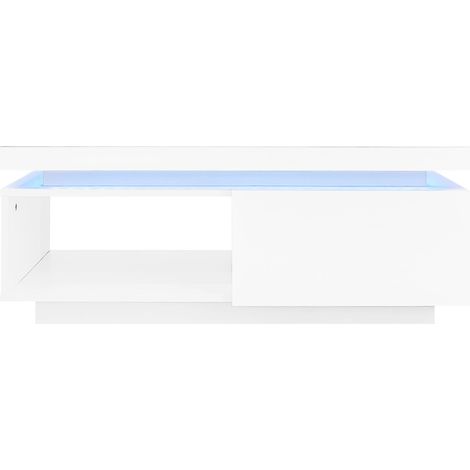 GagaTable basse laquée blanc LED avec tiroir 100x50x40, 3 cm (1/5)