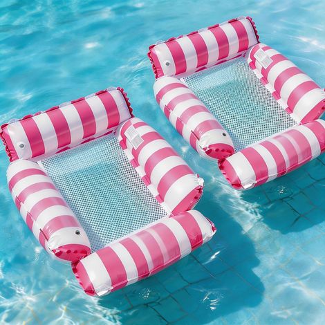 Aufblasbare Poolmatratze für Erwachsene mit Kühlnetz, 110 cm, faltbar und tragbar, gestreift, unverzichtbar für den Strandurlaub (1/5)
