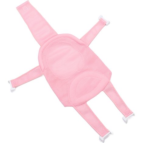 Support de siège de bain pour bébé antidérapant, universel et détachable, filet de baignoire et de douche en maille rose (1/5)