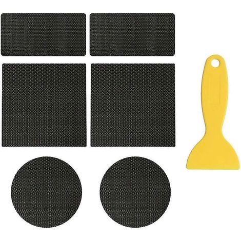 Lot de 6 bandes adhésives de réparation pour tapis de trampoline, avec raclette, pour jeux et sports d'enfants. Résistantes et multicolores. (1/4)