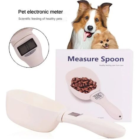 (BLANC) Doseur électronique pour aliments pour chiens et chats avec écran LED (1/5)