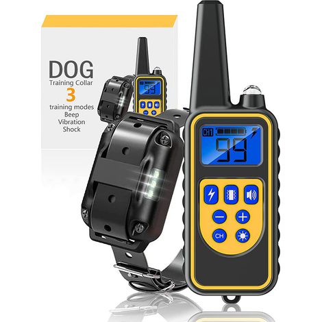Collare per addestramento cani con segnale acustico, vibrazione e scossa elettrica impermeabile e ricaricabile telecomando con portata di 800 metri collare elettrico per addestramento cani (giallo)