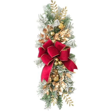 Guirlande De Noël Artificielle - Branches De Pin Réalistes - Pour Porte Mur Cheminée - Rouge - 2 M (1/5)