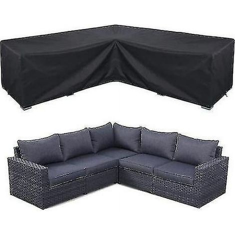 Housse de canapé d'angle imperméable pour jardin, protège-meubles extérieur, ensemble de salon modulable, dimensions 215x215x87 cm, résistant aux intempéries, couvre-canapé robuste. (1/5)