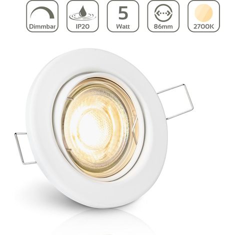 Einbauspot IP20 rund schwenkbar Sprengring - Farbe: Weiß - LED Leuchtmittel: GU10 5W warmweiß dimmbar (1/5)