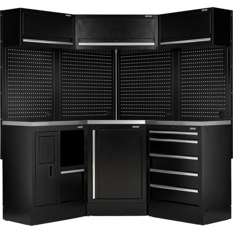 Draper 32521 BUNKER 18 Piece Modular Storage Corner Combo with Stainless Steel Worktop, 3454mm