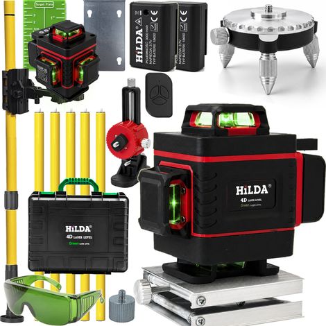 Niveau laser plan Hilda 4D MAX 360°, laser en croix, perche, 4,2 (1/5)