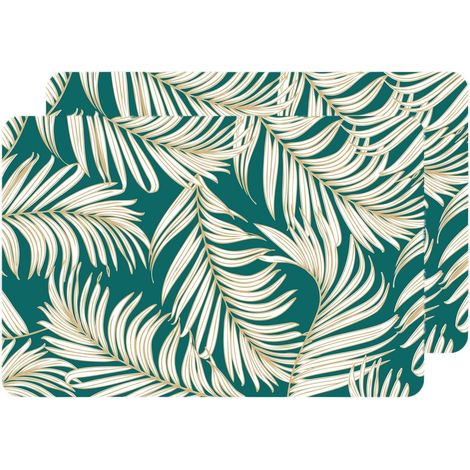Lot de 2 sets de table motif feuillage avec encre métallique ARLO (1/2)