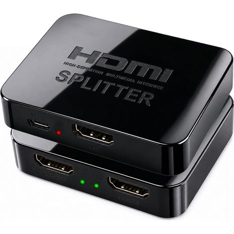 HDMI Splitter 1 in 2 Out 4K Plastique léger pour 2 écrans Compatible HDTV/PC/Portable (1/5)