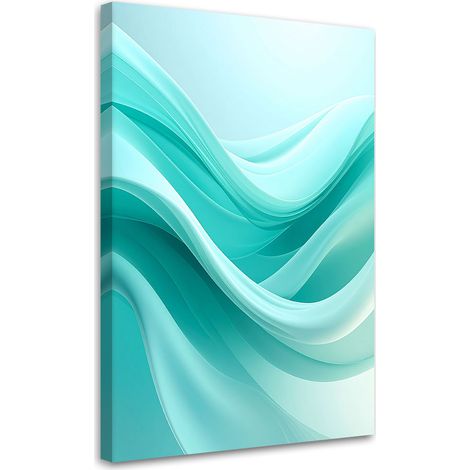 Quadro su tela, Onde blu astratte in stile moderno. - 20x30 (1/2)