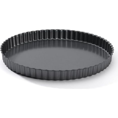 1 Moule à tarte rond, Acier antiadhésif, Bord cannelé, Fond fixe, Diamètre 28 cm, Cuisson four (1/5)