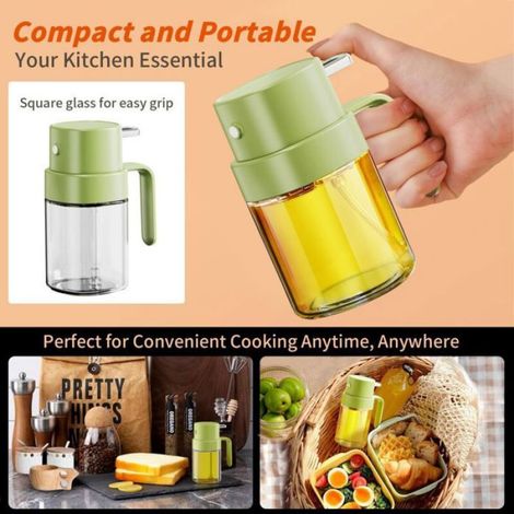 2 pièces Pulvérisateur d'Huile pour la Cuisine, Bouteille Spray 200 ml, Alimentaire Vaporisateur Portable pour (Vert et blanc) (1/5)