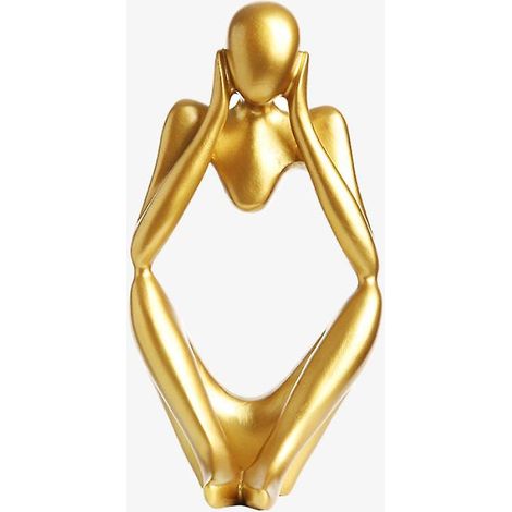Sculpture de bureau abstraite représentant le Penseur d'or (1/5)