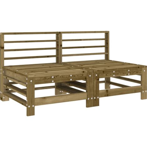 2 pcs Canapés centraux de jardin,Canapé d'extérieur,Sofa de jardin bois de pin imprégné CFW938397 (1/5)