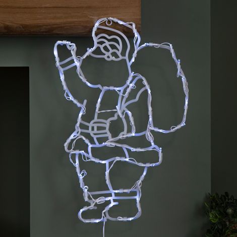 44cm Battery Powered Light up Hanging Christmas Santa with White Multi-Action LEDs (1/5)