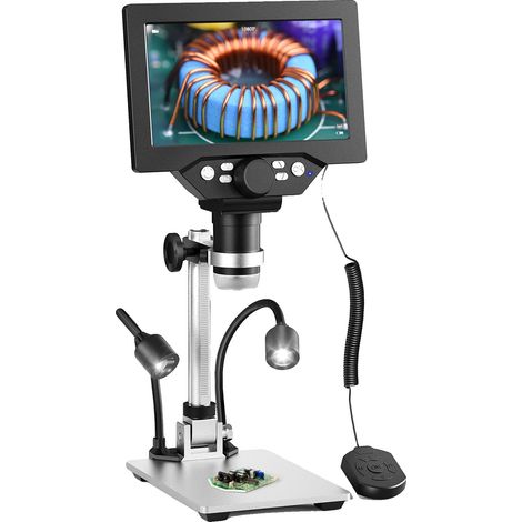 Microscope numérique, grossissement 1200x, écran LCD de 7 pouces, Argent (1/2)