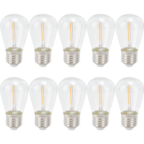 Ampoule en verre de style antique, lampe à filament LED, guirlande lumineuse décorative pour fête de cour, douille S14 E27, 1W 110V lumière chaude transparente, paquet de 10. (1/5)
