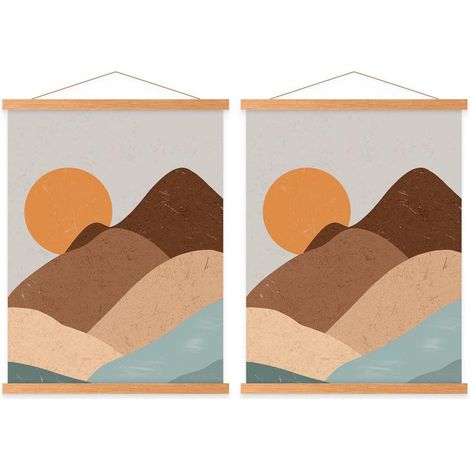 Posterschiene magnetisch Posterleiste Holz Teakholz 35cm 2 Packungen (1/5)