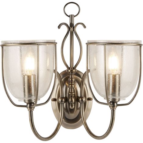 Applique Contemporanea Silhouette Acciaio Ottone Vetro 2 Luci E14 (1/5)