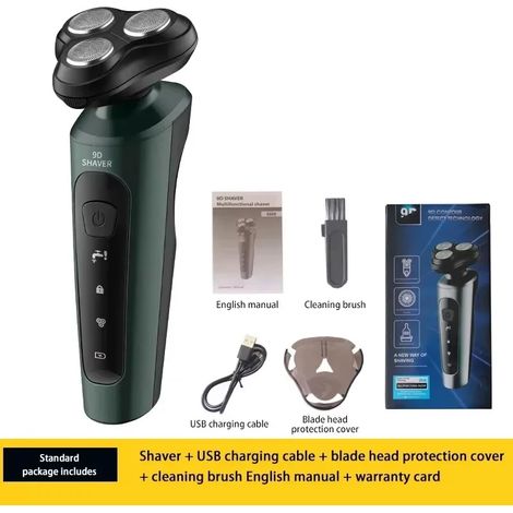 Rasoir électrique (norme verte), batterie rechargeable, rasoir rotatif (1/5)