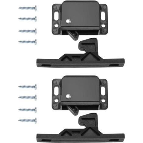 Paquete de 2 cerraduras para puertas de armario con 8 tornillos para autocaravana, accesorios para armarios, hogar, cocina, color negro.