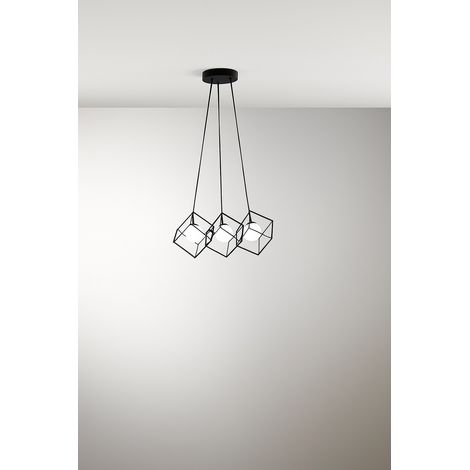 Suspension En Métal Noir Mat, Diffuseur Sphérique En Verre Blanc, 3Xg9 Max 28W, Hauteur Réglable Jusqu'À 200Cm - Design Moderne Par Perenz (1/2)
