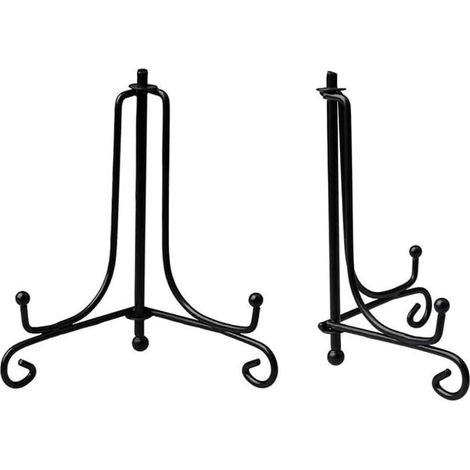 Présentoir de Fer,2 PCS Support de Plaque de Fer Noir pour Photos Cadres Plaque Fer Plaque Support de Assiette Oeuvre de Table Décoration 5 Pouces (1/4)