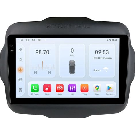 Radio para coche, tamaño de pantalla, compatibilidad con smartphones, compatible con Jeep Renegade 2016-2020, sistema de navegación GPS Android Auto Stereo, A-QS6 (8 núcleos, 6 GB, 64 GB) (1/2)