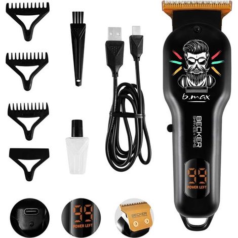 Tondeuse Sans Fil Avec Lames En Acier Inoxydable Bmax Noir Becker (1/5)