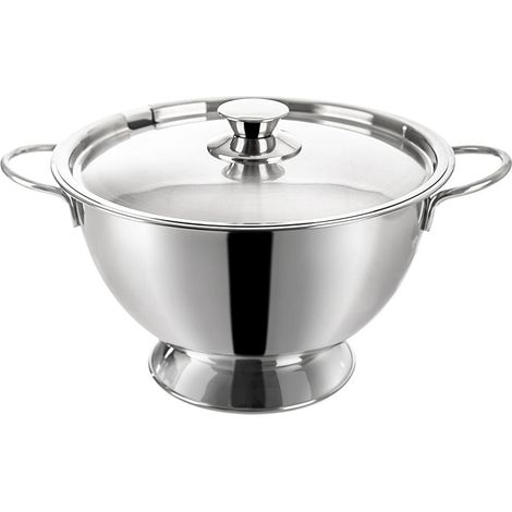 Tazon de sopa de acero inoxidable con tapa elegante y practico para servir