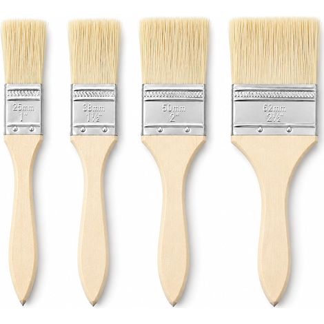 4PCS Pinceau Plat Spalter 1/1,5/2/2,5 Pouces, Set Épais avec Manche en Bois pour Peinture, Vernis, Lasure, Colle, Bois Extérieur, Mur, Meuble, Porte, DIY, Rénovation et Bricolage (1/5)