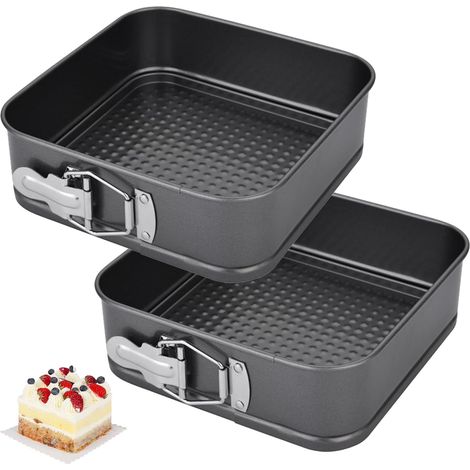 2 Pièces Moule à manqué, Carré 12 cm, Revêtement antiadhésif, Fond amovible, Pour Gâteau Et Quiche (1/5)
