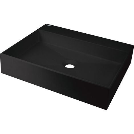 Aufsatzwaschbecken Schwarz eckig Granitoptik ohne Überlauf "Correo" (1/3)