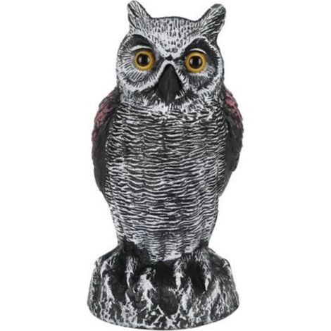 Estatua de búho de imitación falsa para decoración de jardín exterior, señuelo de caza repelente de plástico 10201-Crezuo