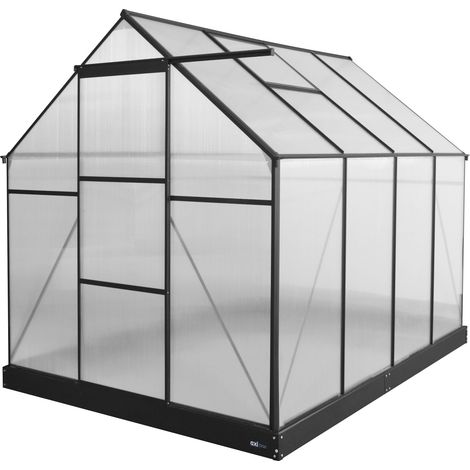Axi Simon Serre De Jardin En Aluminium Et Polycarbonate Noir Pépinière Avec Porte Coulissante Et Fenêtre Résistante À L'Hiver Avec Drainage Intégré 250 X 190 X 207 Cm (1/5)
