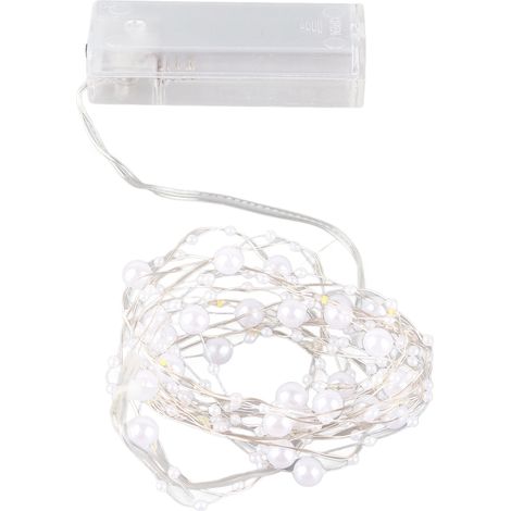 Guirlande lumineuse à piles LED en perles de perles artificielles, idéale pour les mariages, anniversaires, Nouvel An et la décoration de cheminée à faire soi-même. Parfaite pour décorer la maison ou (1/5)