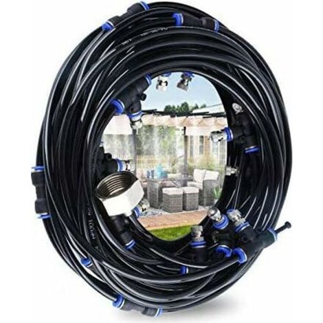 Outdoor Mister, Misting System, 10M Terrace Mist Maker with 9 Mist Nozzles + 1 Replacement Nozzles + 1 Adapter (Brass, 3/4\"), Mist Maker for Patio Garden Greenhouse Trampoline (1/5)