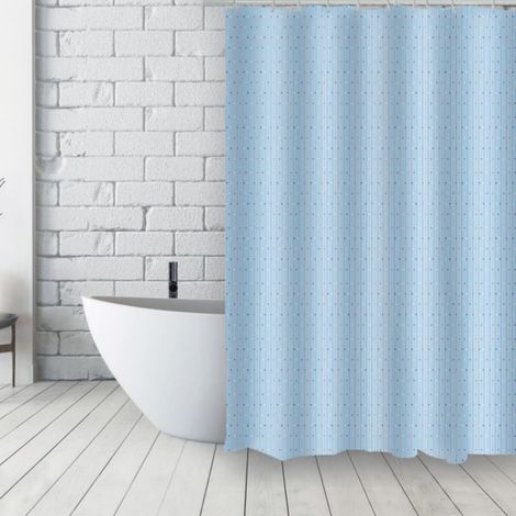 Rideau de douche Français Polyester 180x200cm AU FIL DE L'EAU Bleu MSV (1/4)