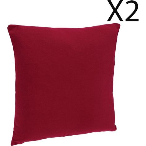 Lot de 2 coussins déhoussables en polyester coloris rouge -  Longueur 38 x Profondeur 12 x Hauteur 38  cm (1/2)