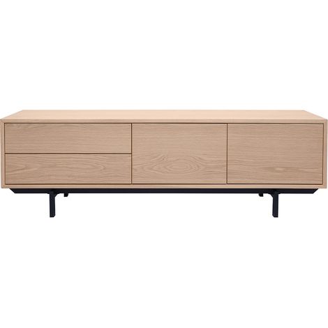 Mobile TV finitura in legno di quercia con vani chiusi L160 cm MANNY