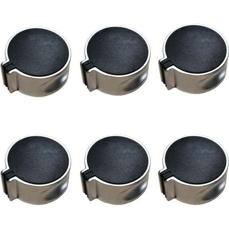 Ulisem Lot de 6 boutons de cuisinière à gaz, noir, avec interrupteur à 45°, en alliage, universel, pour la maison et la cuisine, 8 mm (1/4)