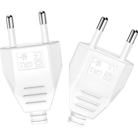 2 enchufes europeos planos, enchufe eléctrico macho de 250 V y 16 A, enchufe Schuko europeo decorativo para empotrar o reemplazar. (1/5)