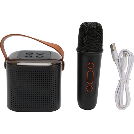 Enceinte Bluetooth portable stéréo avec lumière RGB, micro karaoké pour fête à domicile, noir. (1/5)