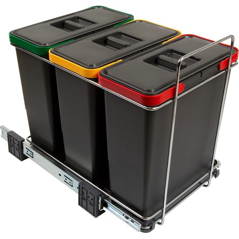 Abfallsammler Ecofil 12+12+12L mit Deckel voll ausziebar Korpusbreite ab 40 cm