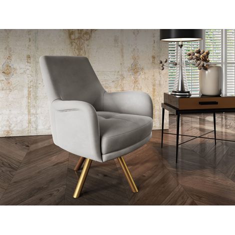 Sessel Drehsessel VALERIE in Stoff Stoff Elisa Velvet Hellgrau (1/5)