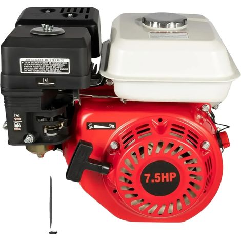 Motore a benzina, 7,5 CV, monocilindrico inclinato, avviamento manuale, alimentazione a benzina senza piombo, carburatore a galleggiante. (1/5)