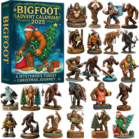 Bigfoot Calendrier d'aventure 2025, calendrier de 24 jours de vacances avec figurines festives Bigfoot, calendrier de l'Avent de Noël pour décoration d'arbre et maison, cadeaux de vacances en famille (1/5)