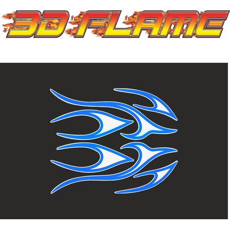 Adesivi Fiamme 3D Blu Kit 6 Elementi Dimensioni foglio 24 x 20 cm (1/5)