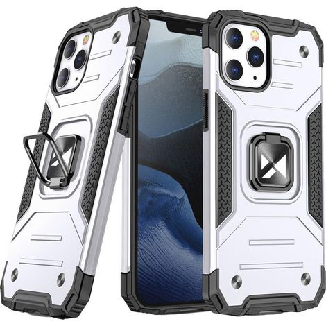 Funda protectora reforzada con soporte magnético Ring Armor para iPhone 13 mini, color plata. (1/5)