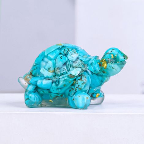 Tortue - Décoration En Résine Avec Gravillons De Cristal Naturel - Pour Bureau Maison Voiture - Lot De 1 (1/5)